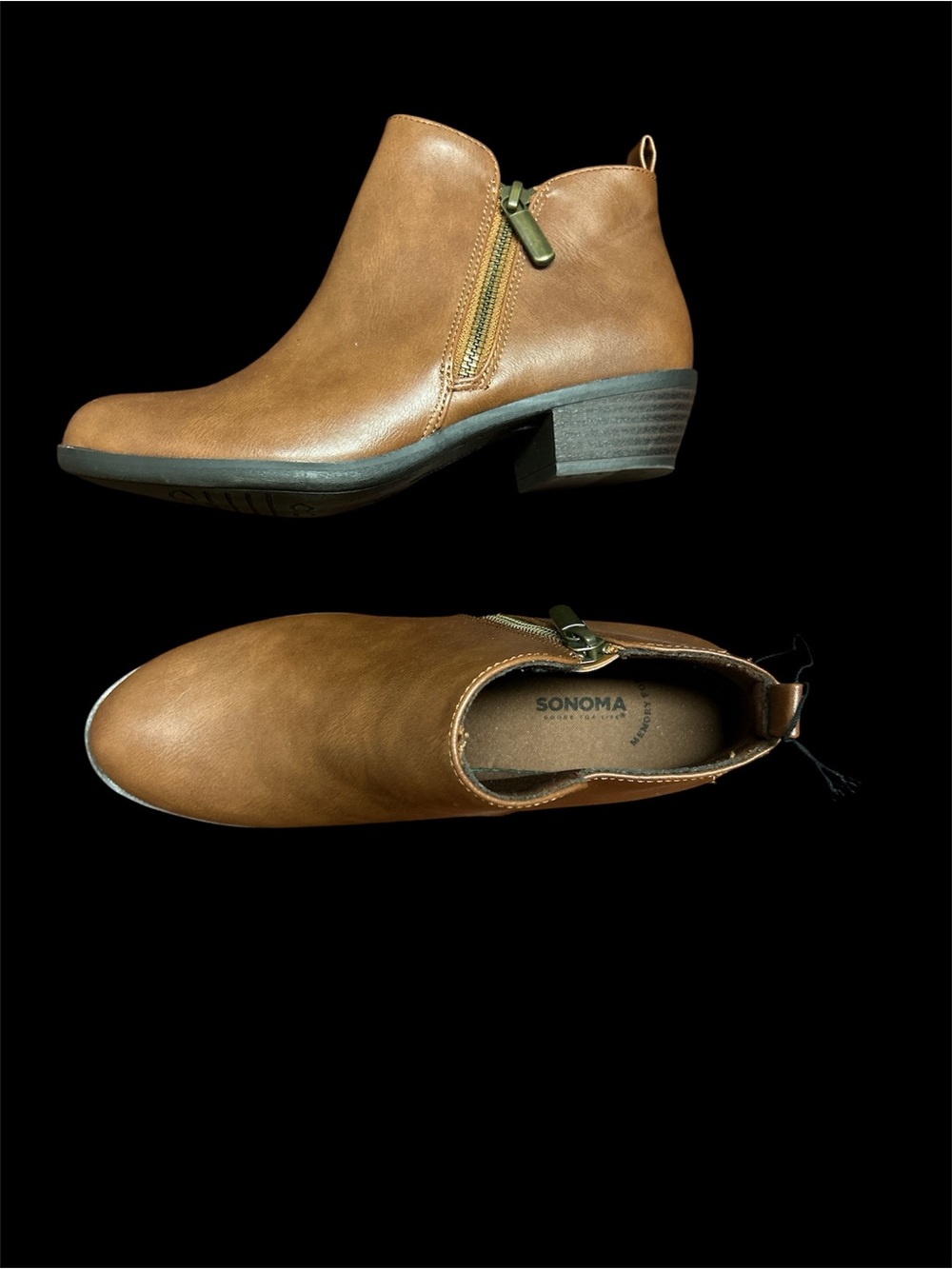 Sonoma  Millo Cognac Brown Side-Zip Ankle Booties